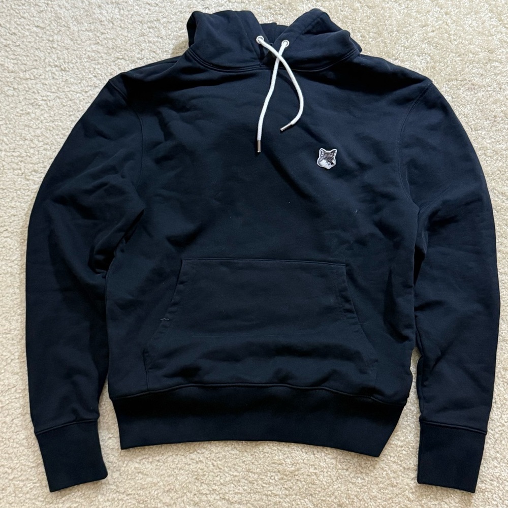 Black Maison Kitsune Fox Head Hoodie XS
